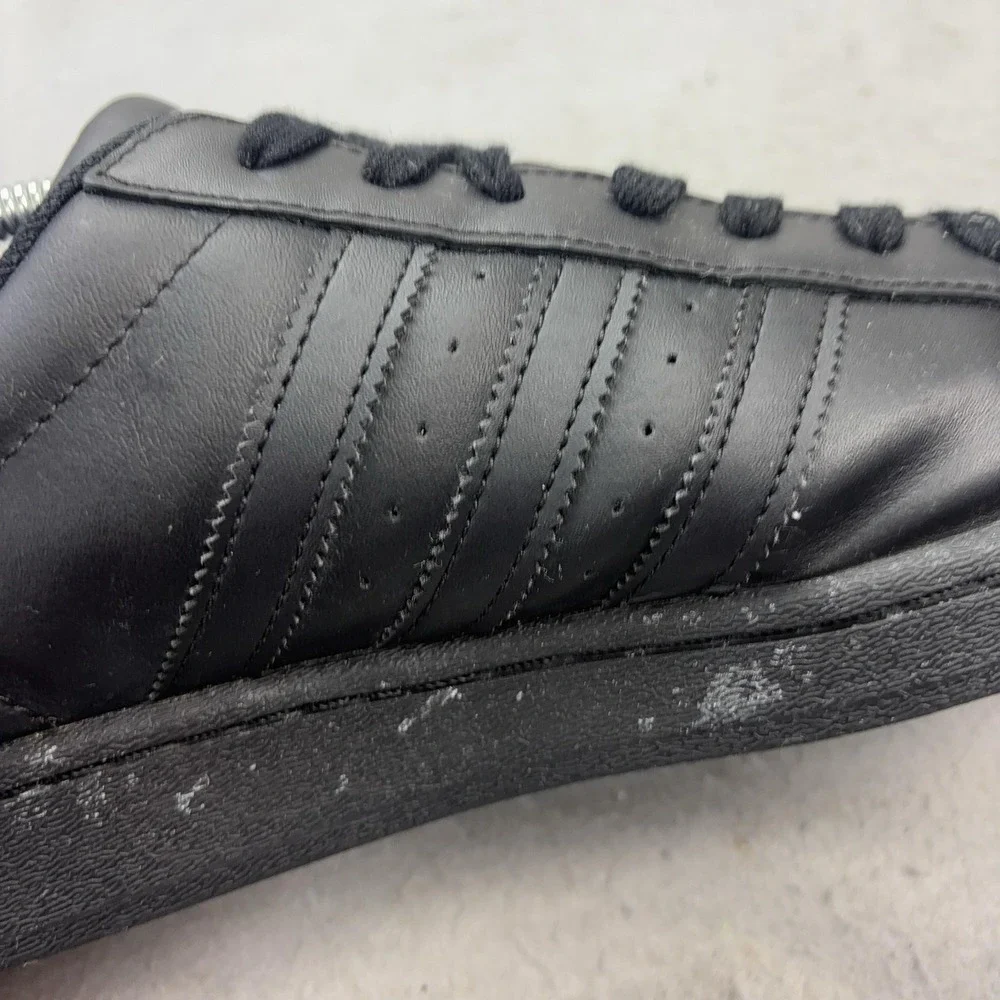 Adidas Superstar Shoes Mens Size 9.5 Black Leather Low Top Sneakers Cap Toe